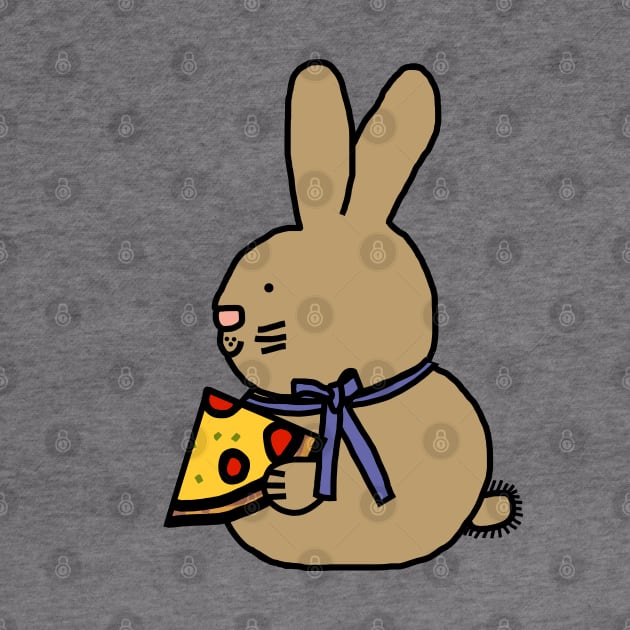 Cute Bunny Rabbit with Pizza Slice by ellenhenryart